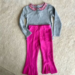 Baby gap Size 4 Shirt with Pink Floral Collar + Flared Pants Size 3T Bundle
